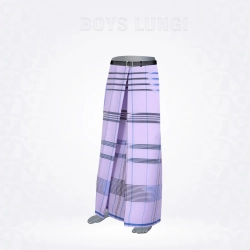 Boys Lungi-White Checked Brown Blue Violet